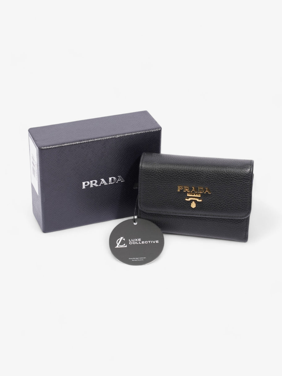 Prada Logo Wallet Black / Gold Saffiano Leather Image 11