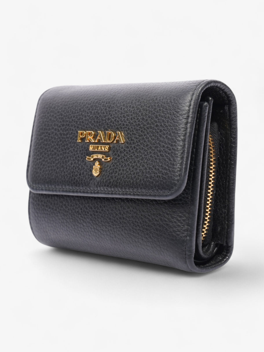 Prada Logo Wallet Black / Gold Saffiano Leather Image 3