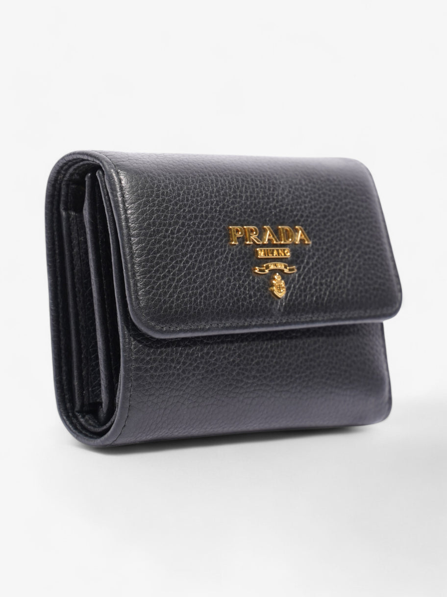 Prada Logo Wallet Black / Gold Saffiano Leather Image 4