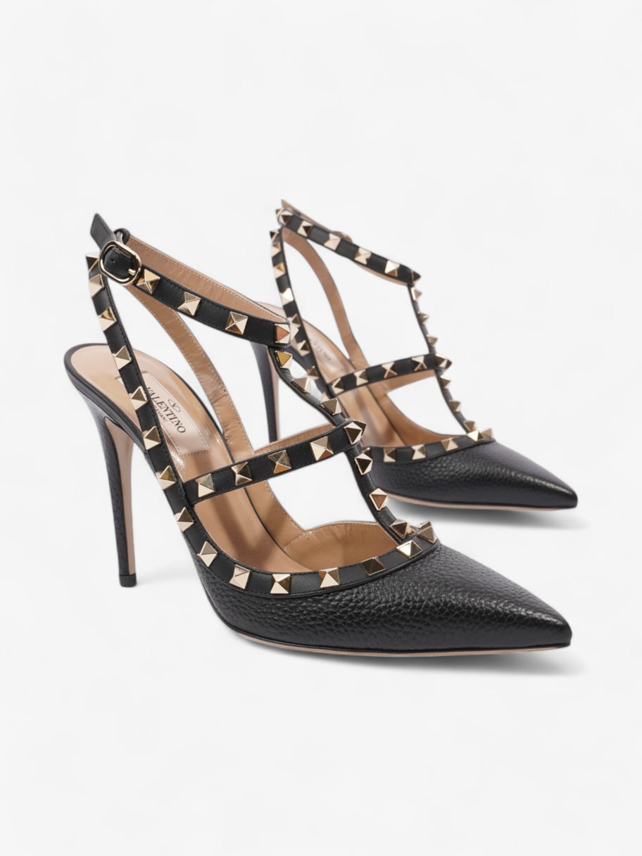 Valentino Rockstud Pump 100 Black / Gold Leather EU 39 UK 6 Image 2