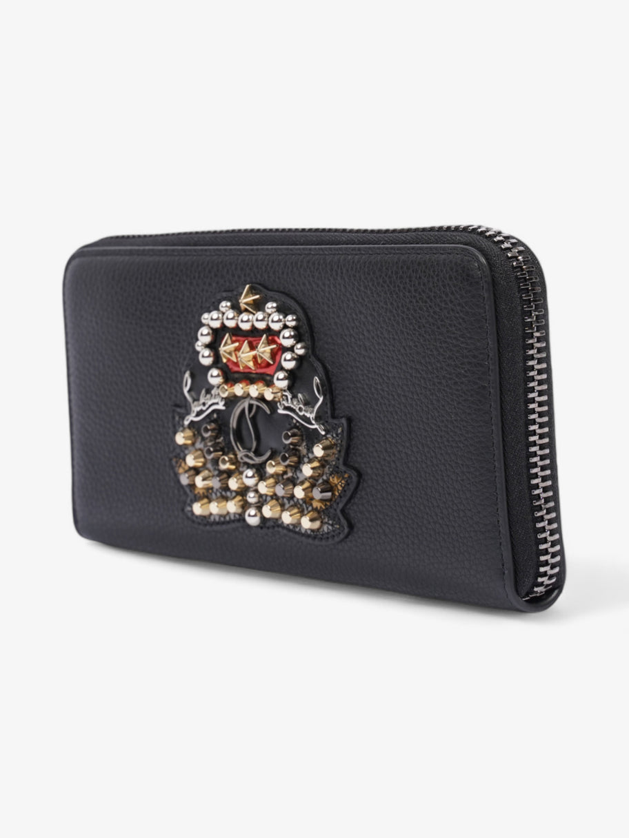 Christian Louboutin Panettone Logo Studs Zip Around Wallet Black / Red / Gold Calfskin Leather Image 3