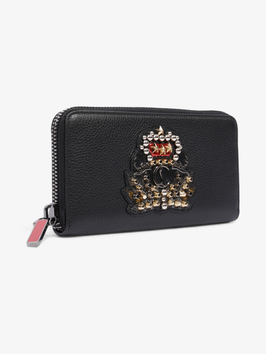 Christian Louboutin Panettone Logo Studs Zip Around Wallet Black / Red / Gold Calfskin Leather Image 4