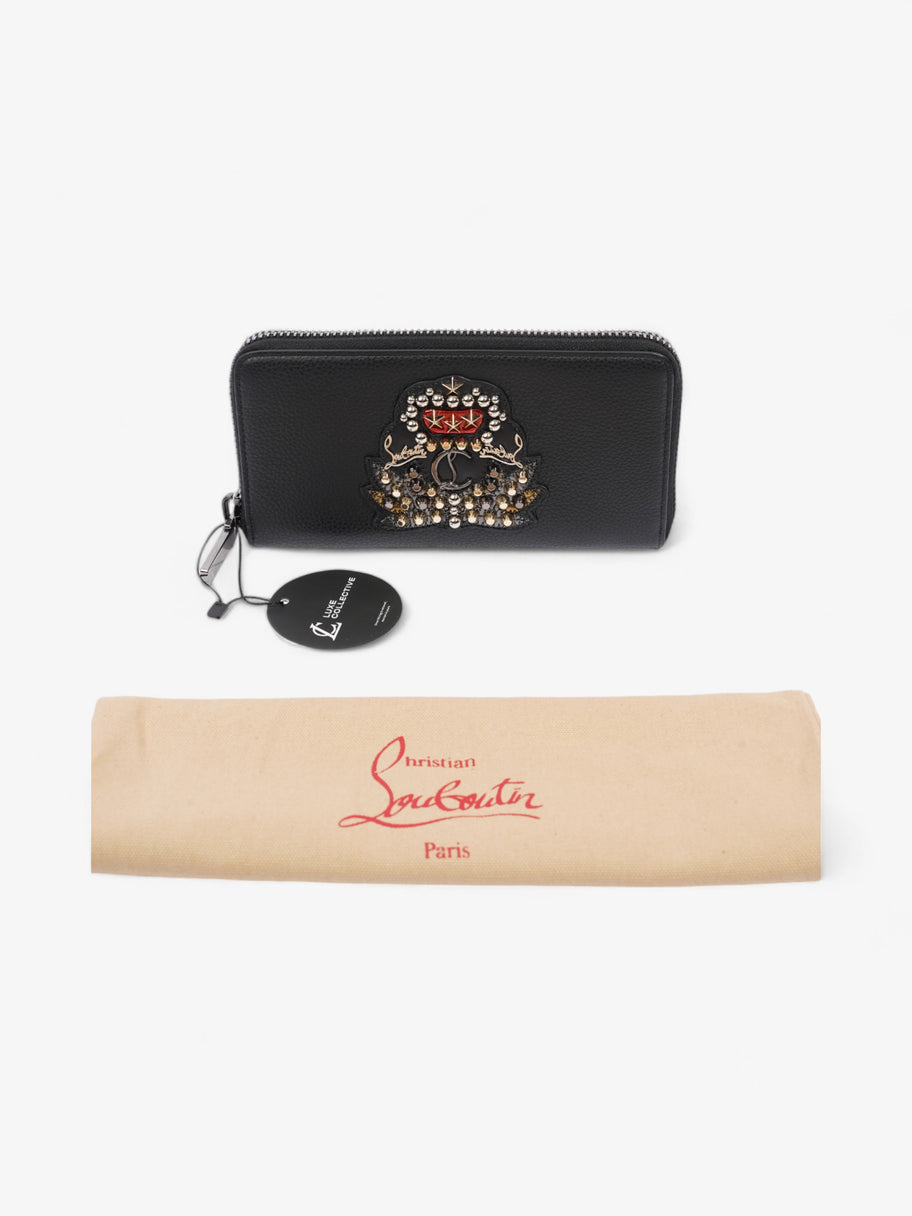 Christian Louboutin Panettone Logo Studs Zip Around Wallet Black / Red / Gold Calfskin Leather Image 8