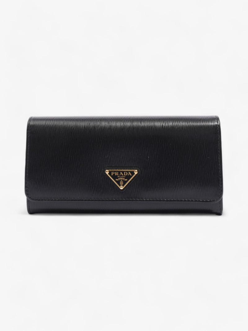  Prada Flap Continental Wallet Black Saffiano Leather