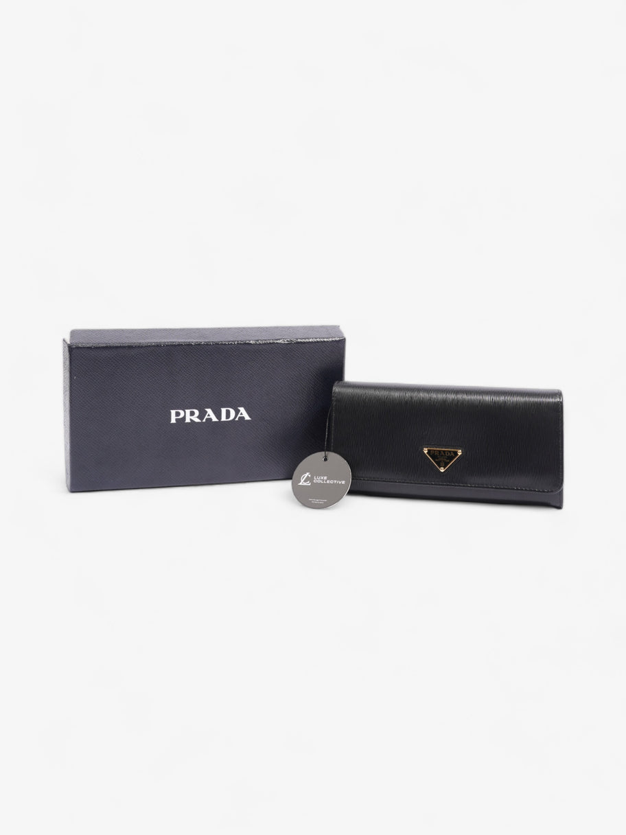 Prada Flap Continental Wallet Black Saffiano Leather Image 9