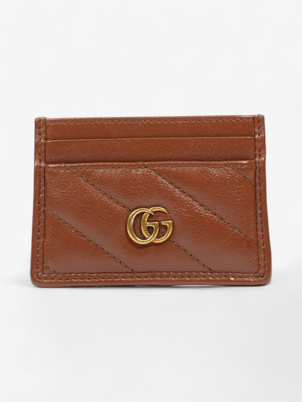 Gucci GG Marmont Card Case Brown Matelasse Leather