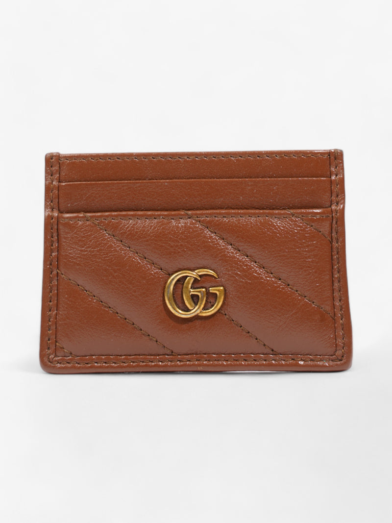  Gucci GG Marmont Card Case Brown Matelasse Leather