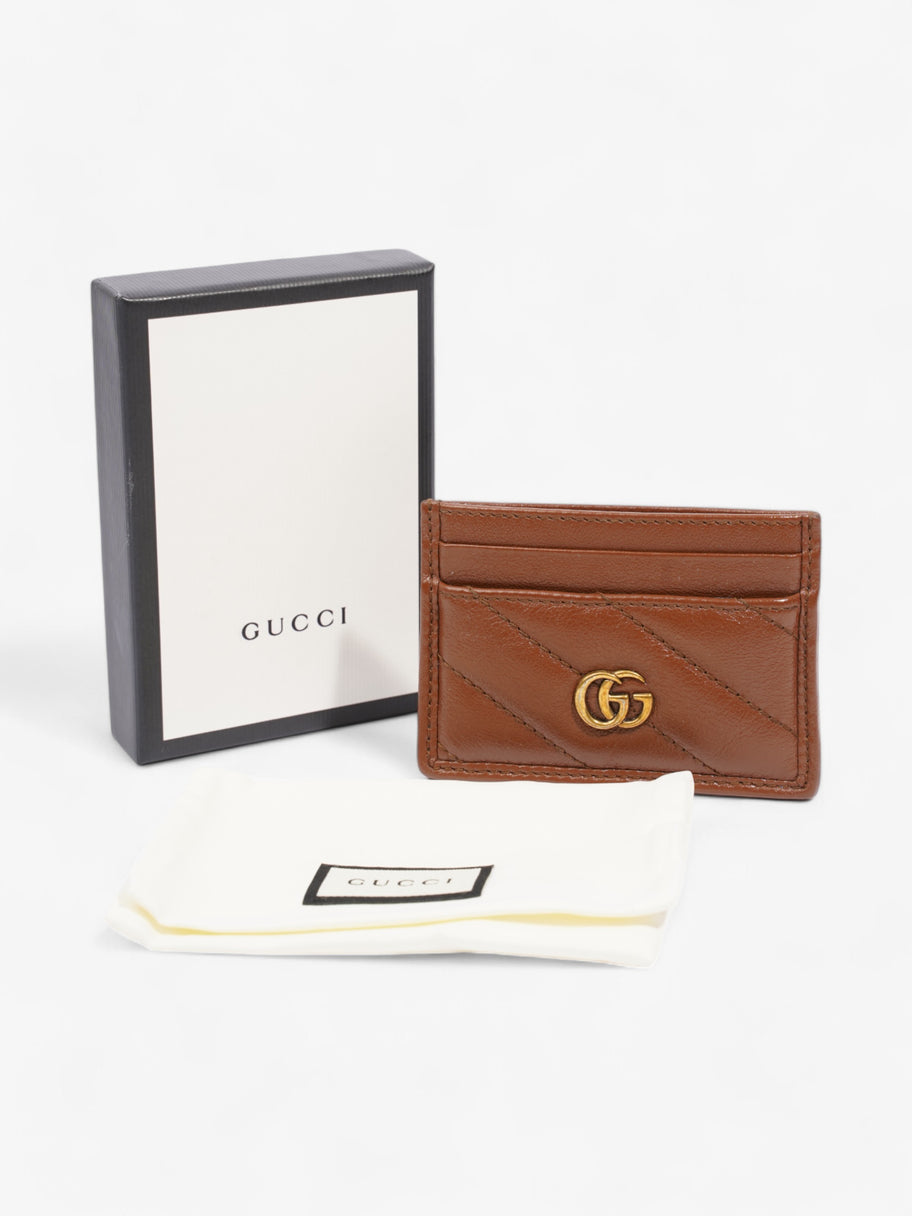 Gucci GG Marmont Card Case Brown Matelasse Leather Image 7