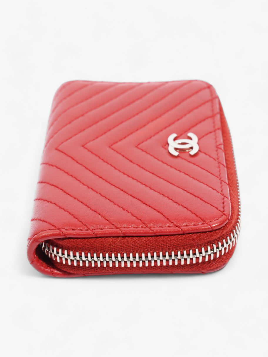 Chanel Zip Around Coin Purse Red Lambskin Leather Image 2