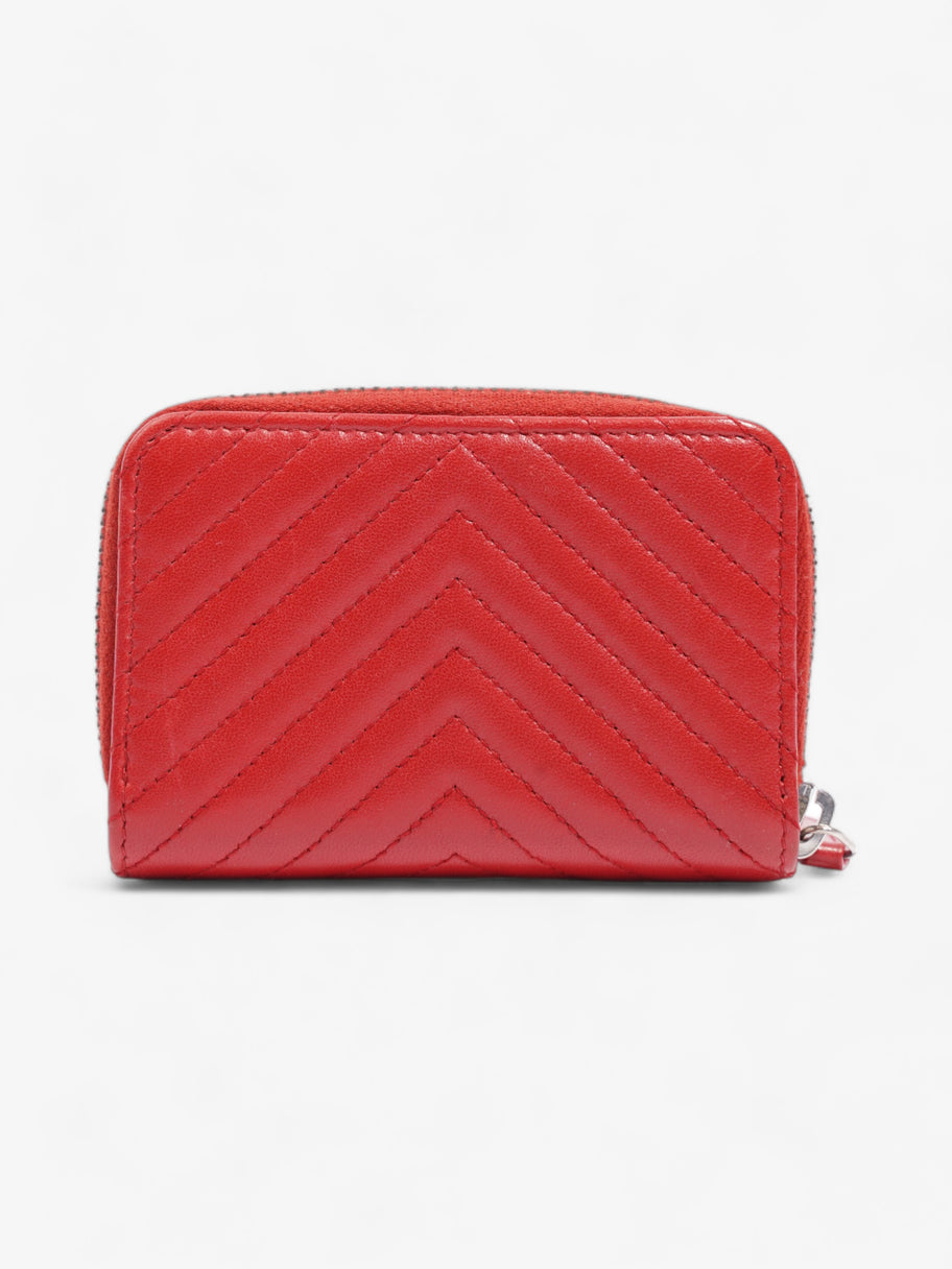 Chanel Zip Around Coin Purse Red Lambskin Leather Image 3