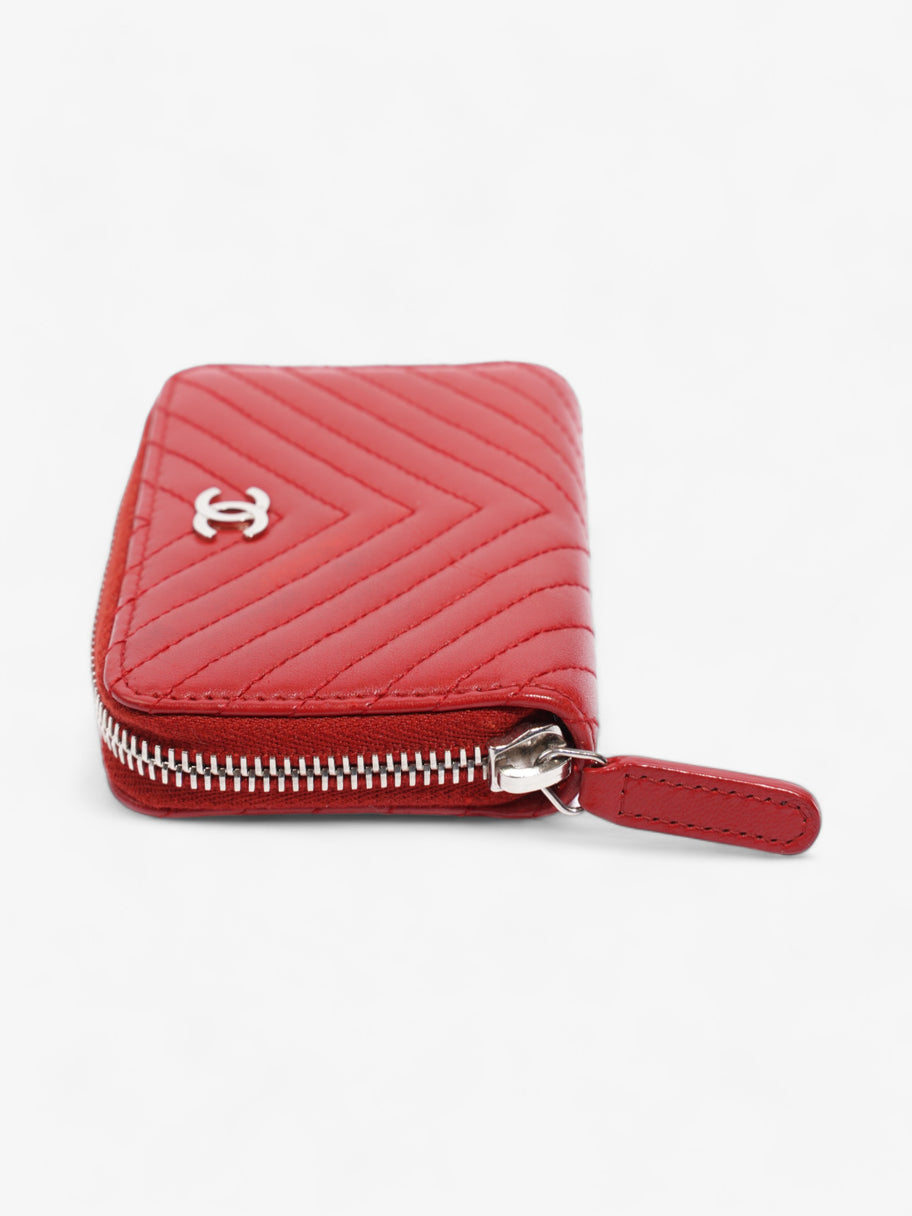 Chanel Zip Around Coin Purse Red Lambskin Leather Image 4