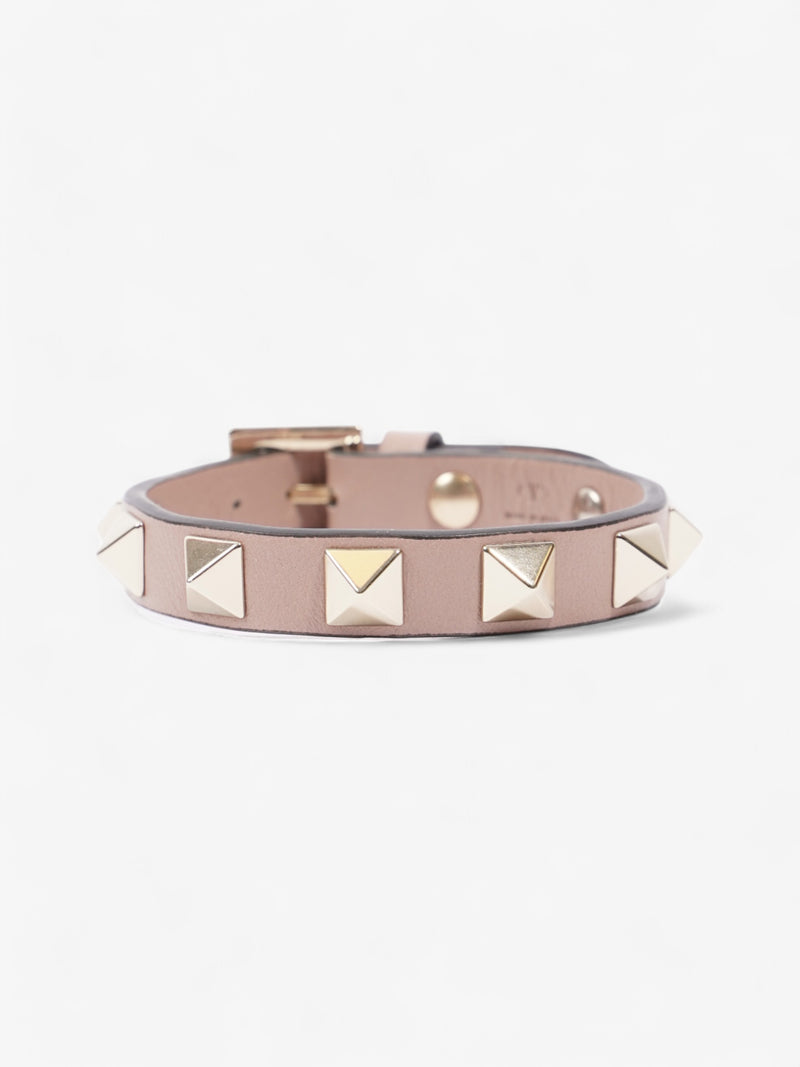  Valentino Rockstud Bracelet Rose Beige / Light Gold Leather