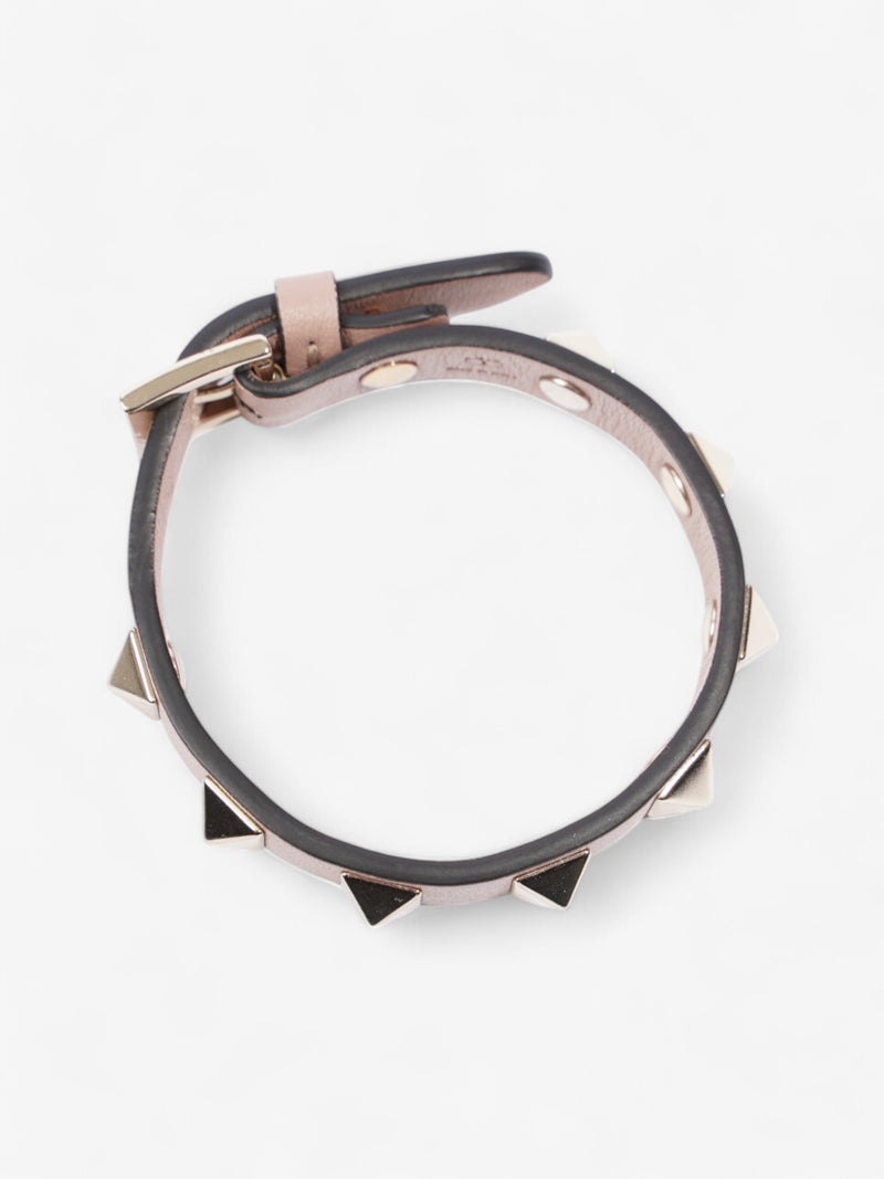  Valentino Rockstud Bracelet Rose Beige / Light Gold Leather