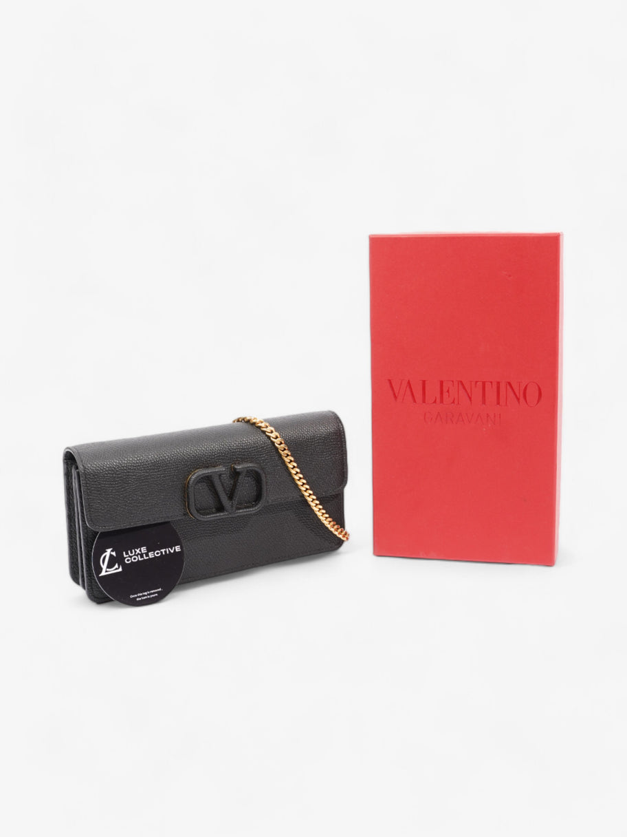 Valentino VLogo Signature Chain Wallet Black Leather Image 8