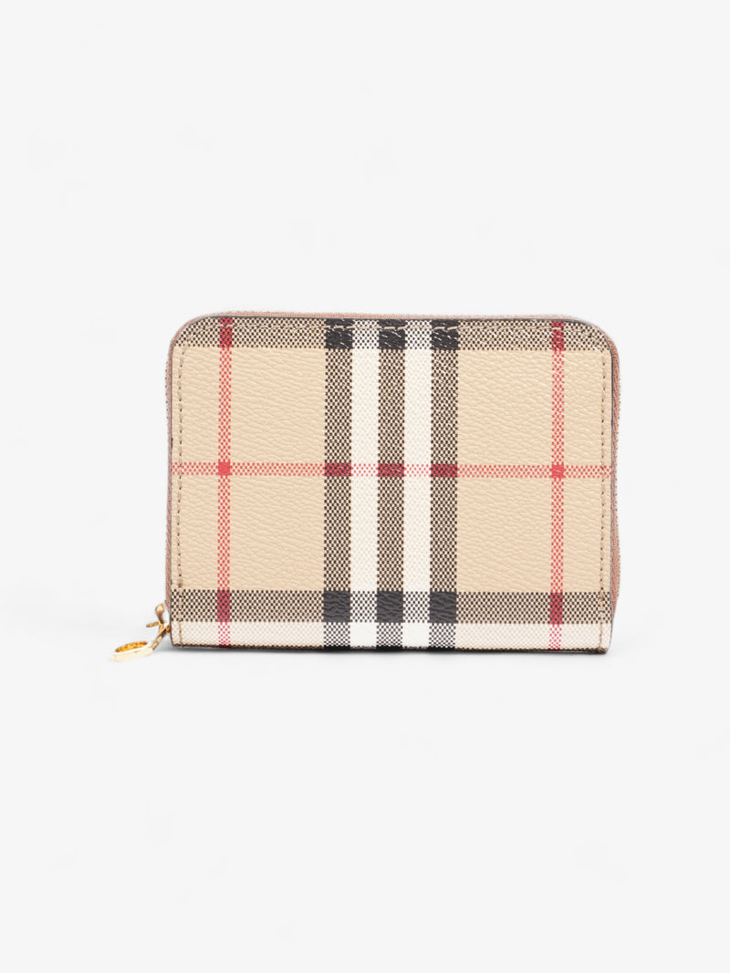  Small Check Zip Wallet Archive Beige Coated Canvas