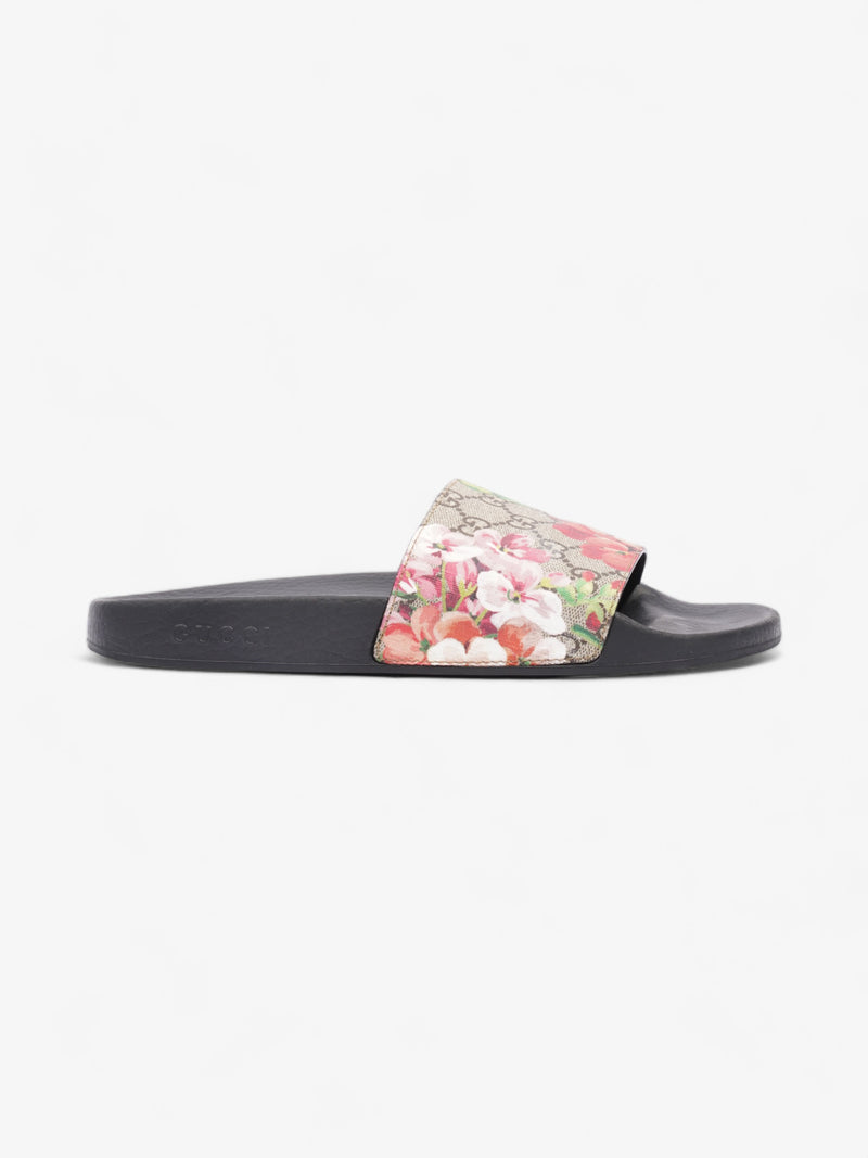  Gucci GG Blooms Slide Sandal Black / GG Supreme Floral Rubber EU 42 UK 9