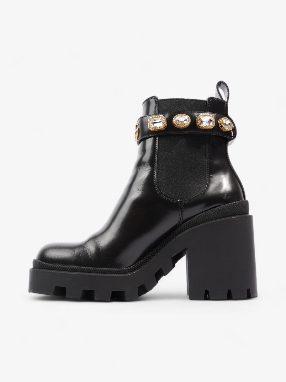 Gucci GG Jewelled Heeled Boots 85mm Black Leather EU 37 UK 4 Image 3