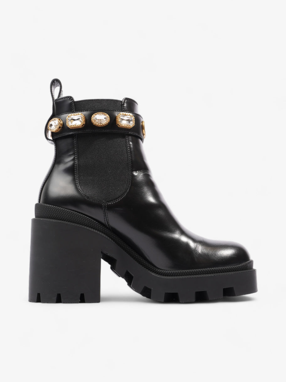 Gucci GG Jewelled Heeled Boots 85mm Black Leather EU 37 UK 4 Image 4