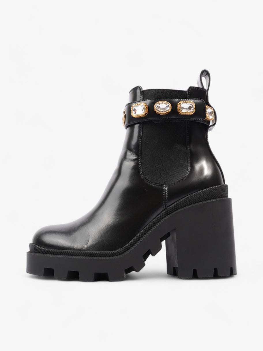 Gucci GG Jewelled Heeled Boots 85mm Black Leather EU 37 UK 4 Image 5