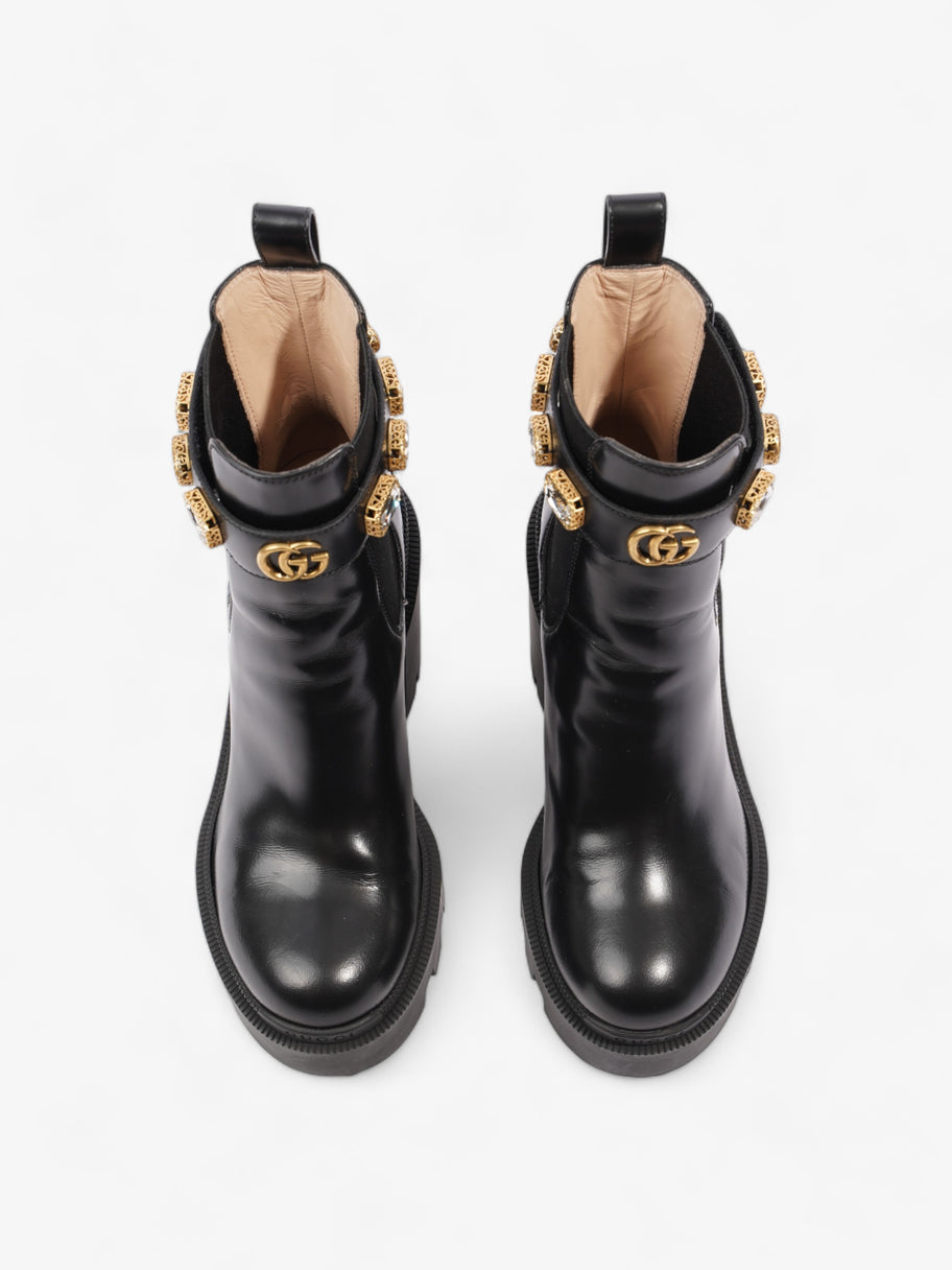 Gucci GG Jewelled Heeled Boots 85mm Black Leather EU 37 UK 4 Image 8