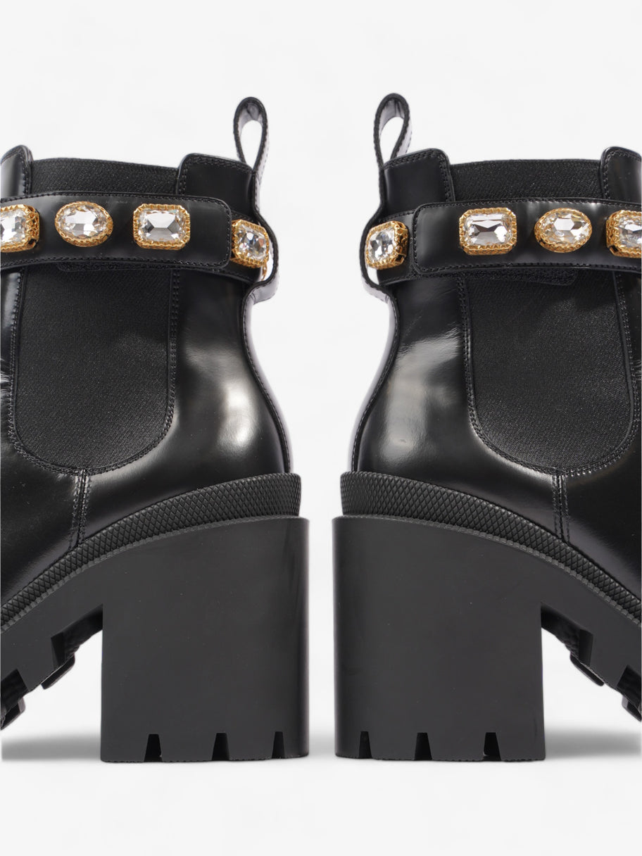 Gucci GG Jewelled Heeled Boots 85mm Black Leather EU 37 UK 4 Image 9