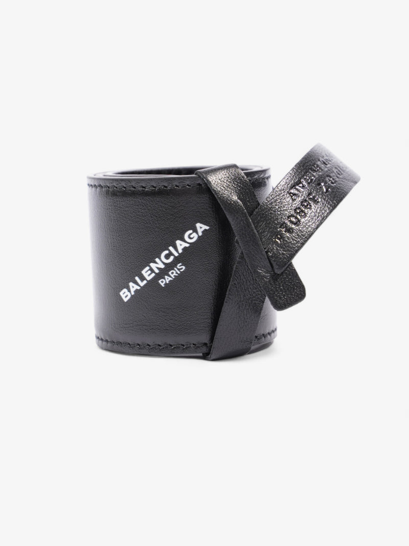  Balenciaga Snap Bracelet Black / White Leather