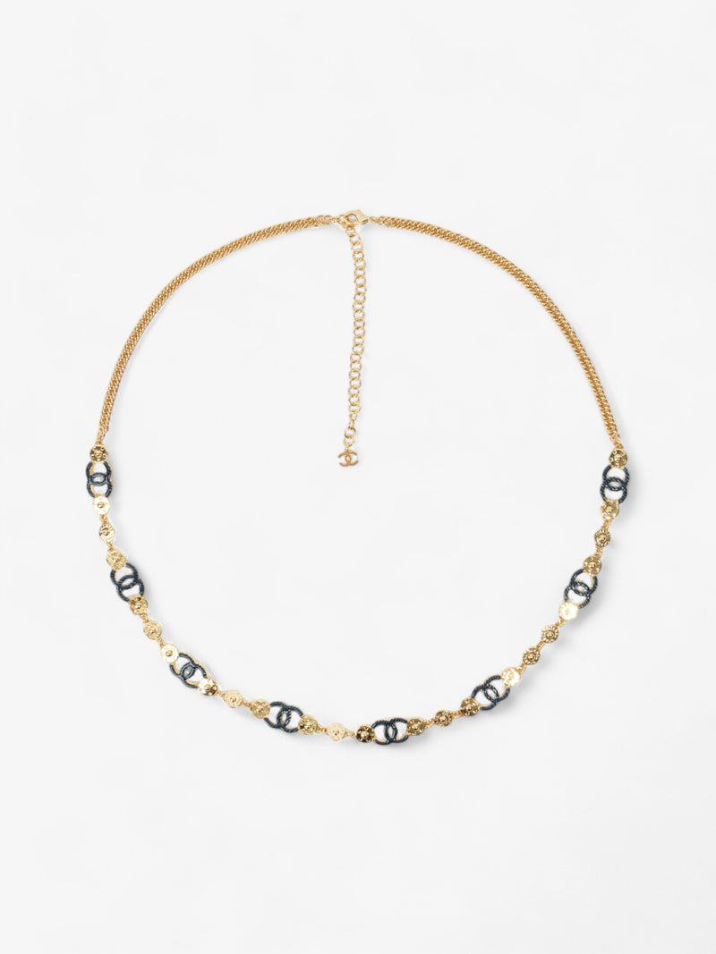  Chanel CC 8 Motif Necklace Gold / Blue Base Metal