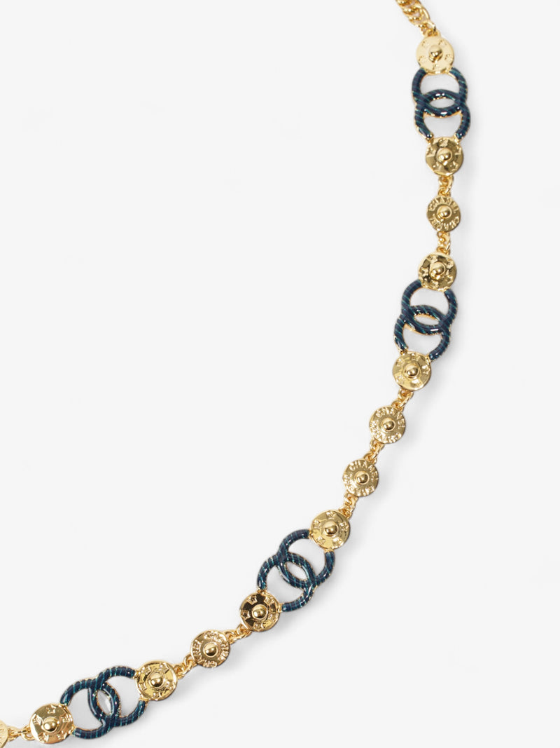  Chanel CC 8 Motif Necklace Gold / Blue Base Metal