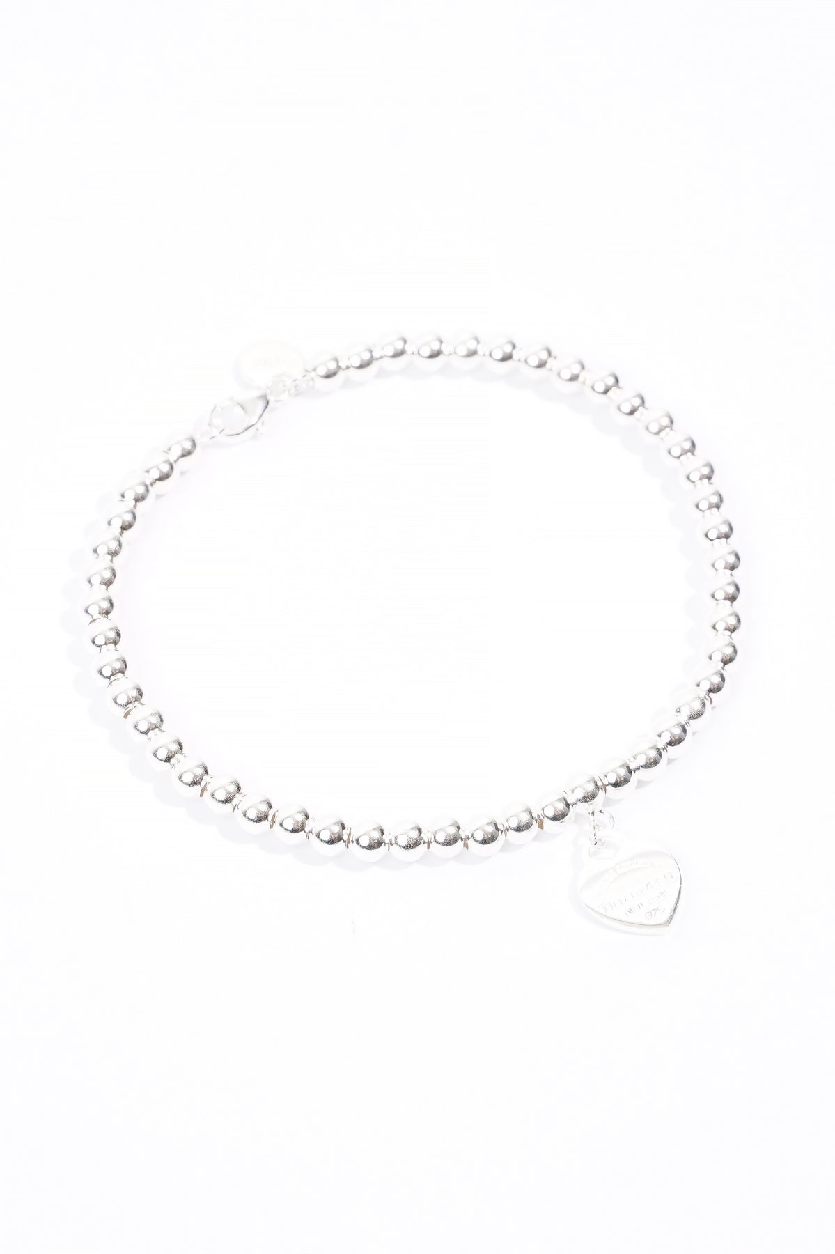 Tiffany and Co Blue Heart Bead Bracelet Silver Silver Sterling 17cm ...