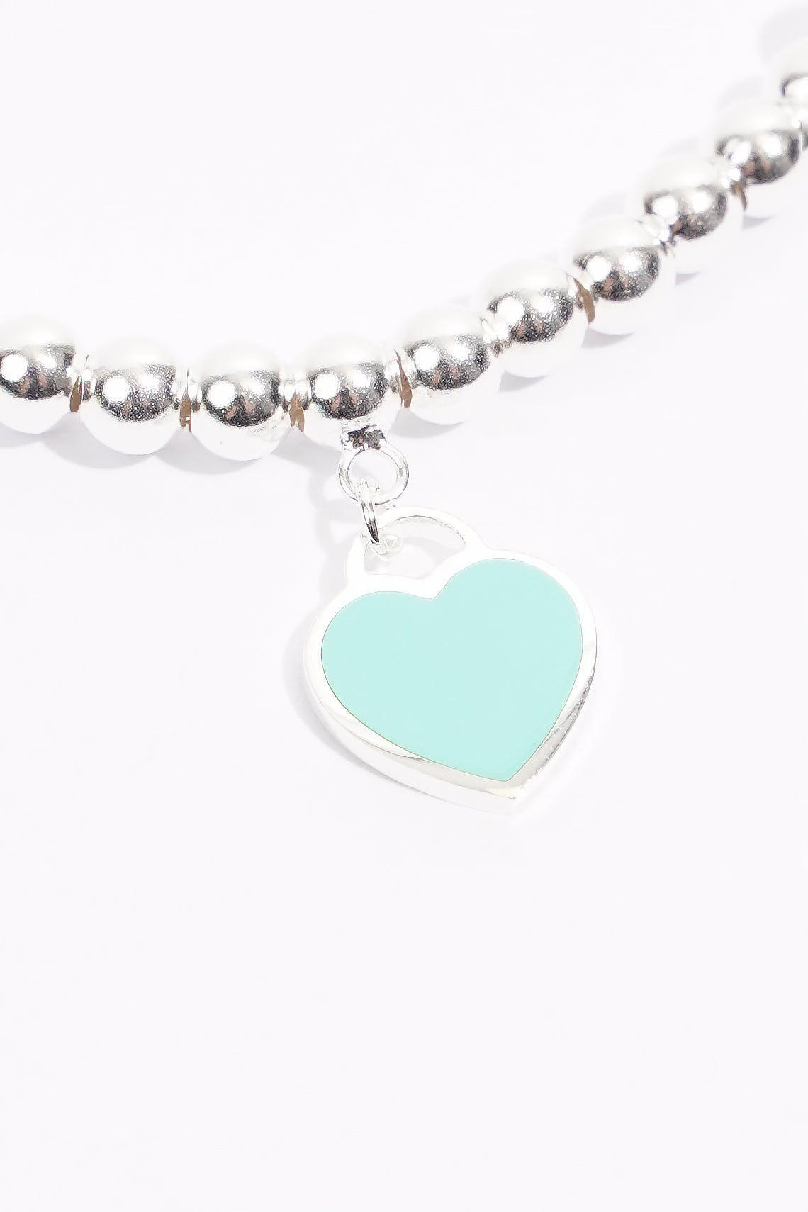 Tiffany and Co Blue Heart Bead Bracelet Silver Silver Sterling 17cm ...