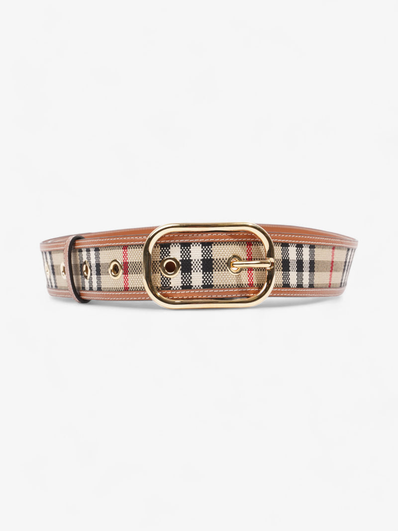  Burberry Check Belt Archive Beige / Gold Canvas Large - 124cm