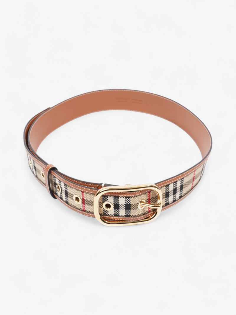  Burberry Check Belt Archive Beige / Gold Canvas Large - 124cm