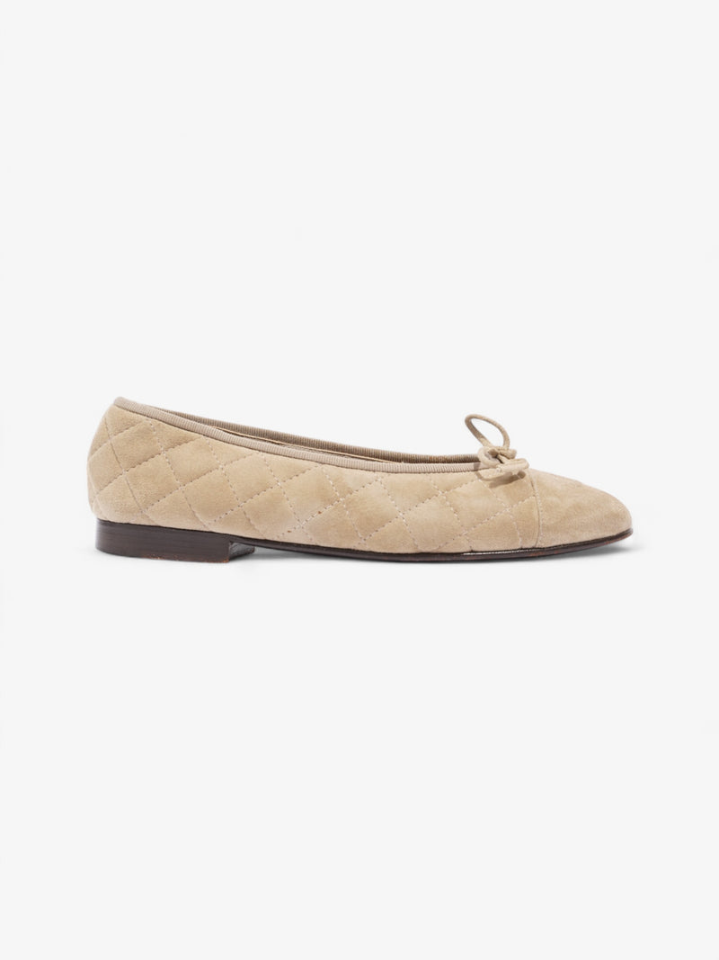  Chanel CC Ballet Flats  Beige  Suede EU 37 UK 4