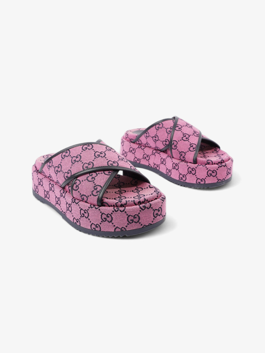 Gucci Crossover Platform Sandal Pink And Navy GG Supreme Canvas EU 36.5 UK 4.5 Image 2