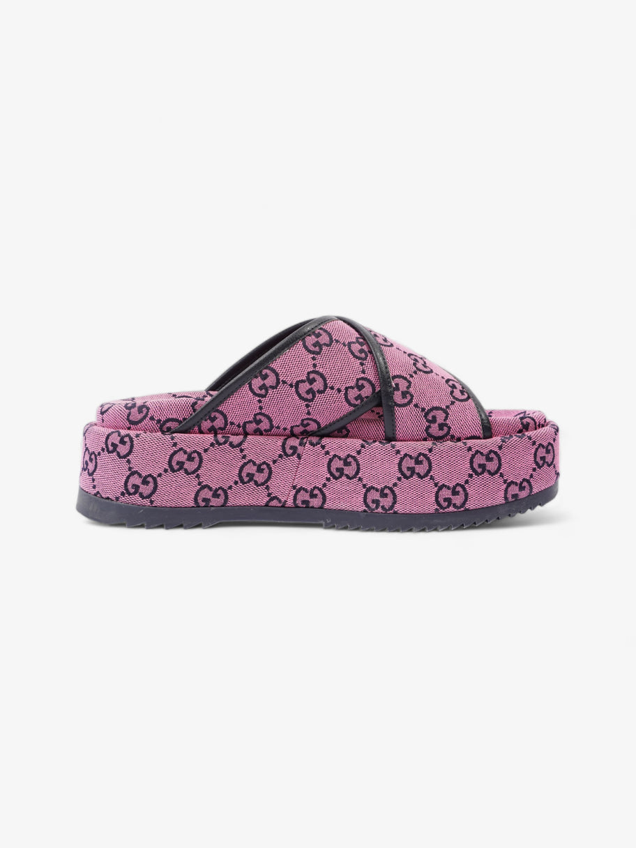 Gucci Crossover Platform Sandal Pink And Navy GG Supreme Canvas EU 36.5 UK 4.5 Image 4