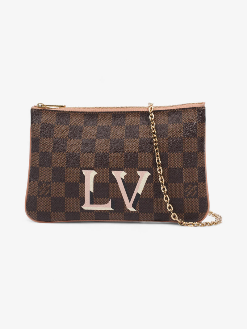  Louis Vuitton Double Zip Pochette Monogram / Pink Coated Canvas