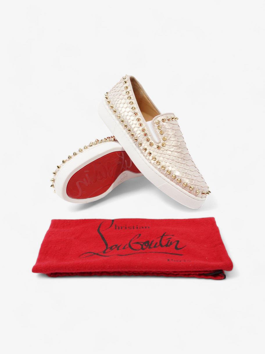 Christian Louboutin Spike Pik Boat White / Metallic Rose Gold Leather EU 36 UK 3 Image 10