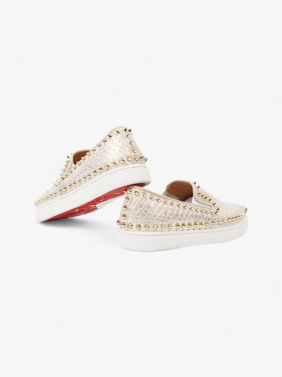 Christian Louboutin Spike Pik Boat White / Metallic Rose Gold Leather EU 36 UK 3 Image 9