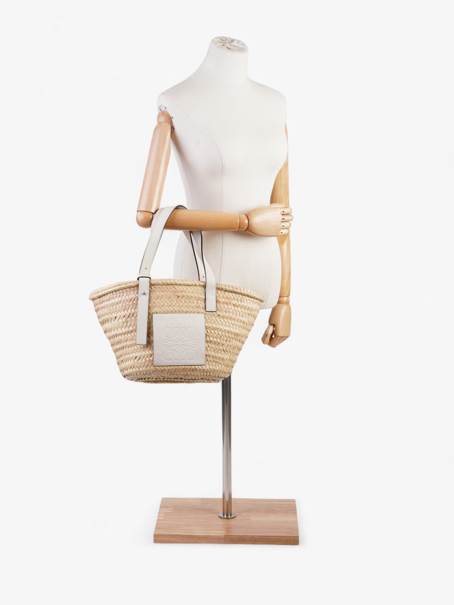 Basket Bag White Raffia Medium Image 2