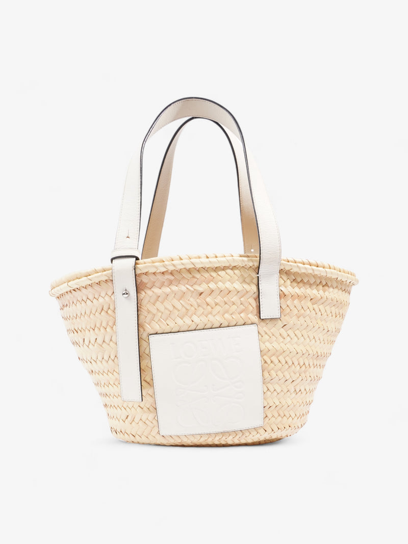  Basket Bag White Raffia Medium