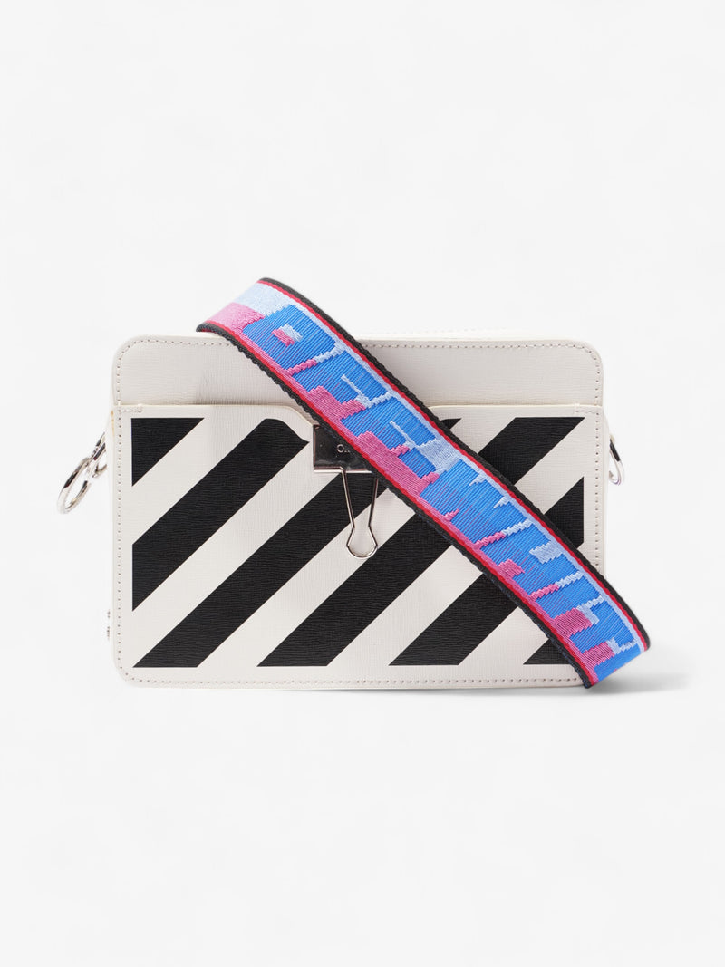  Off White Diag Clip Bag White / Black Leather