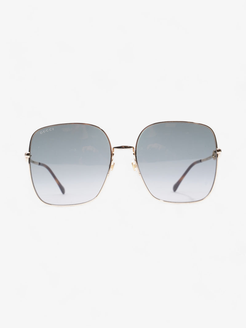  Gucci Square Framed Sunglasses Gold Acetate 140mm