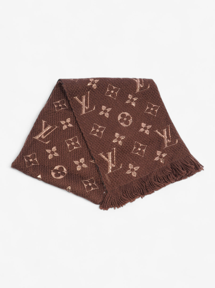 Louis Vuitton LogoMania Scarf Brown / Gold Wool Image 1