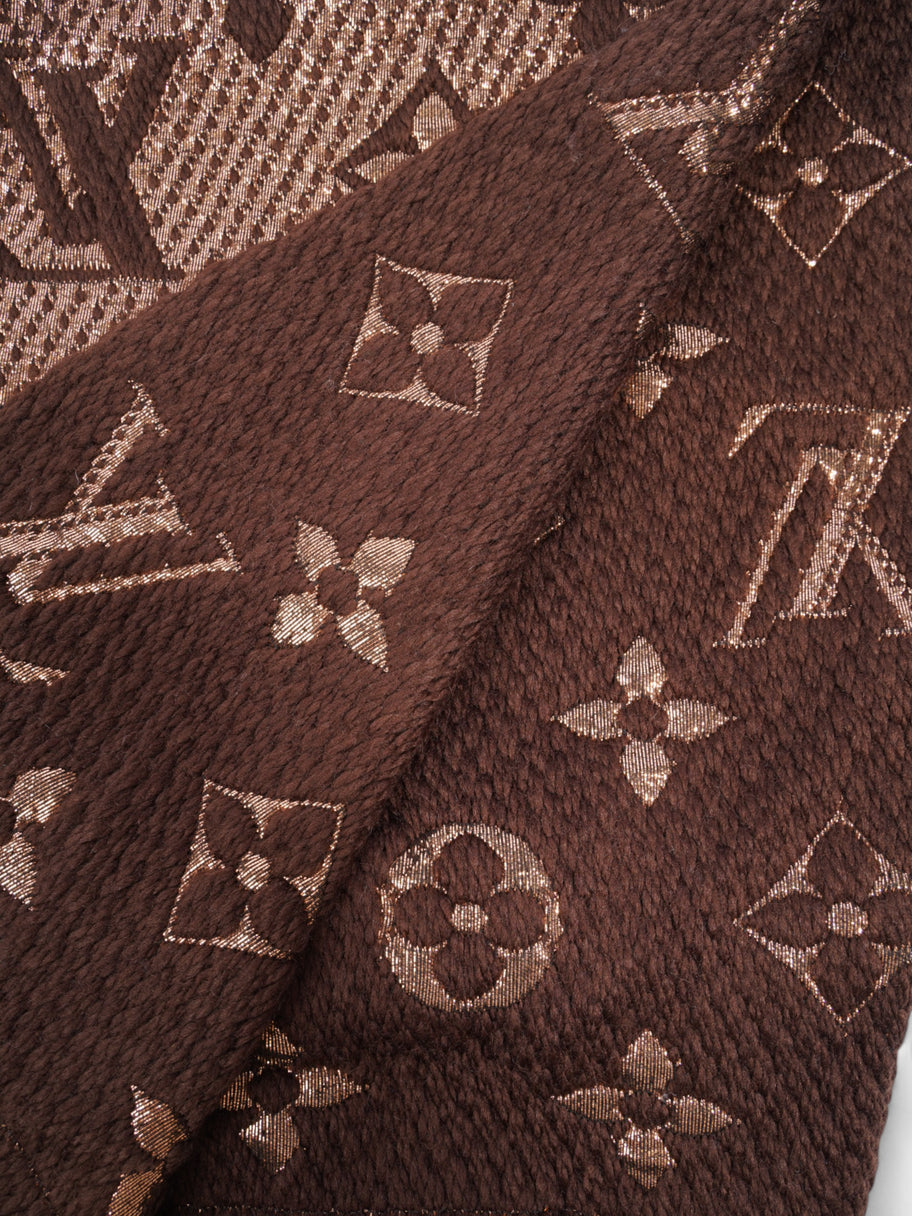 Louis Vuitton LogoMania Scarf Brown / Gold Wool Image 2