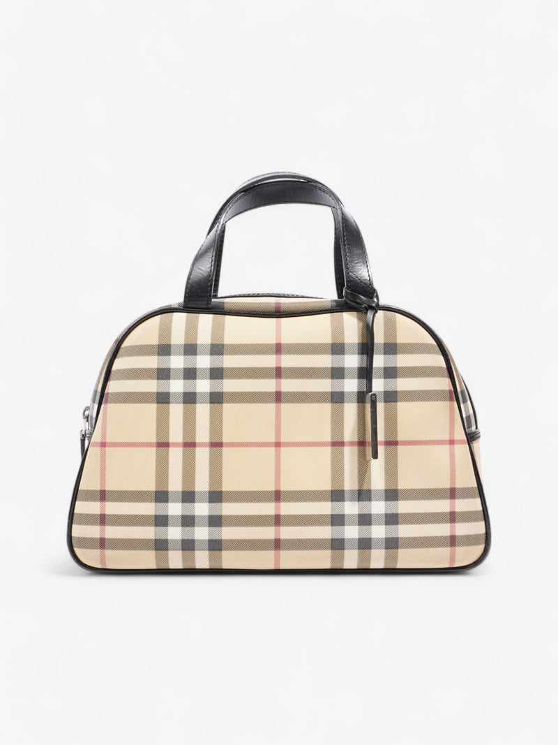  Burberry Top Handle Bag Nova Check / Black Canvas