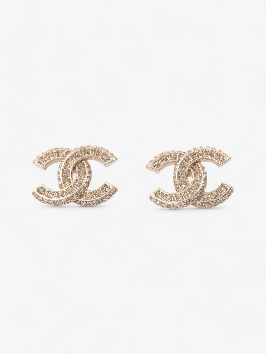 Chanel CC Earrings Light Gold Base Metal Image 1