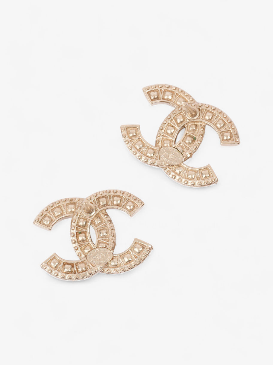 Chanel CC Earrings Light Gold Base Metal Image 2