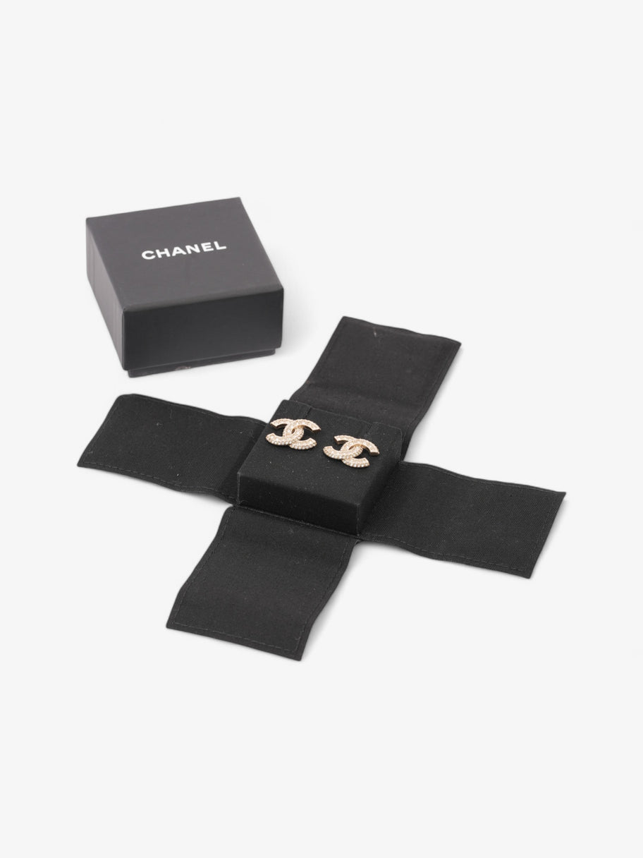 Chanel CC Earrings Light Gold Base Metal Image 4