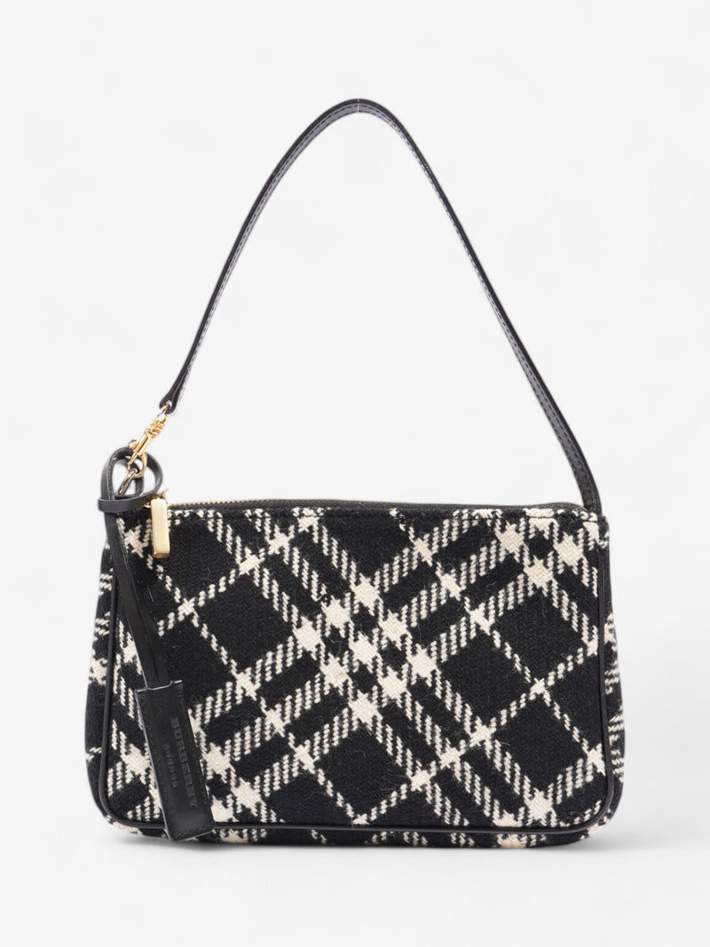  Burberry Check Pochette Black / White Wool