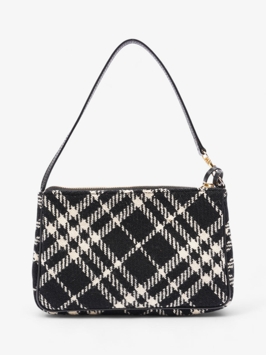 Burberry Check Pochette Black / White Wool Image 4